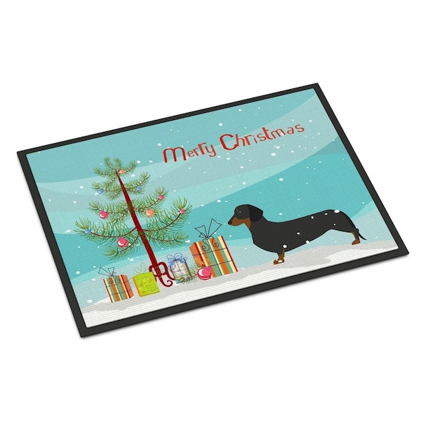 Carolines Treasures Dachshund Merry Christmas Tree Indoor or Outdoor Mat 18x27 CA66382 - main